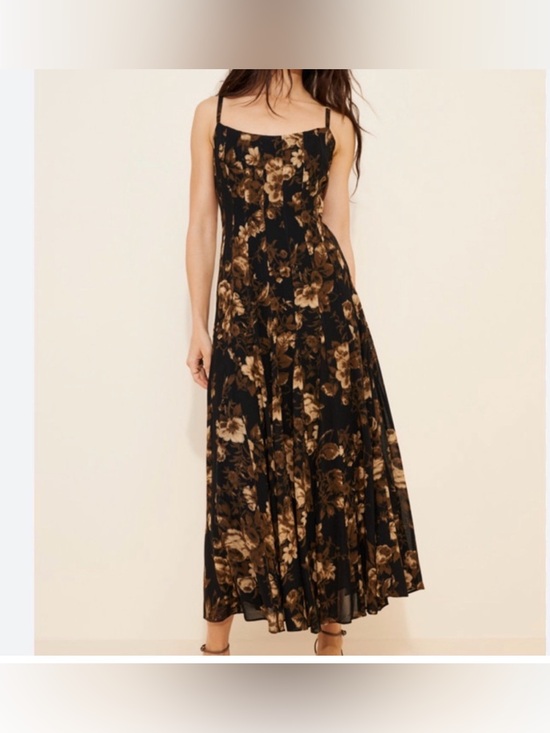 Reformation Dresses & Skirts - Reformation Katalina Black & Brown Floral Wedding Midi Dress Size 8